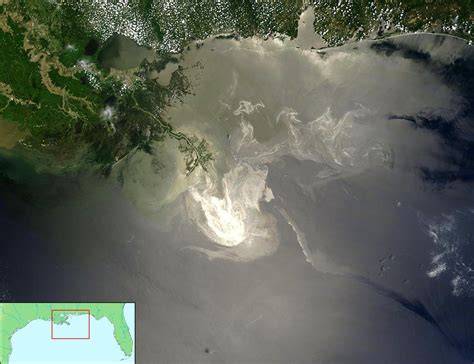 Zdjęcie satelitarne plamy ropy z Deepwater Horizon w Zatoce Meksykańskiej