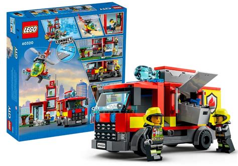 Wóz gaśniczy z wysięgnikiem i helikopter z zestawu LEGO 60110