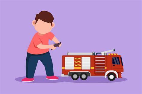 Thematic photo of a child playing with a remote-controlled fire truck