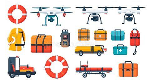 Thematic photo of various rescue vehicles and equipment