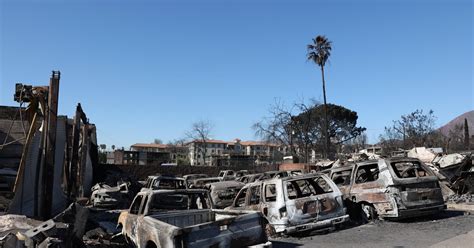 Zniszczone obszary po pożarach lasów w Los Angeles