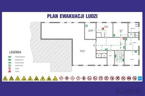 Infografika: Przykłady oznakowania dróg ewakuacyjnych i piktogramów bezpieczeństwa.