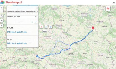 mapa trasy rajdu pieszego