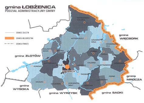 Mapa gminy Łobżenica z zaznaczonym Liszkowem