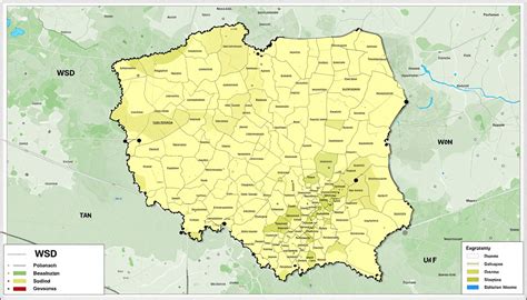 mapa powiatu pyrzyckiego z zaznaczonymi miejscowościami OSP