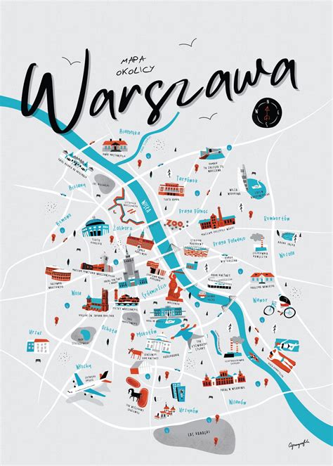 mapa Warszawy z zaznaczonymi miejscami ważnymi dla kabaretu Pożar w Burdelu, np. Chłodna 25, Plac Hallera, Plac Zbawiciela