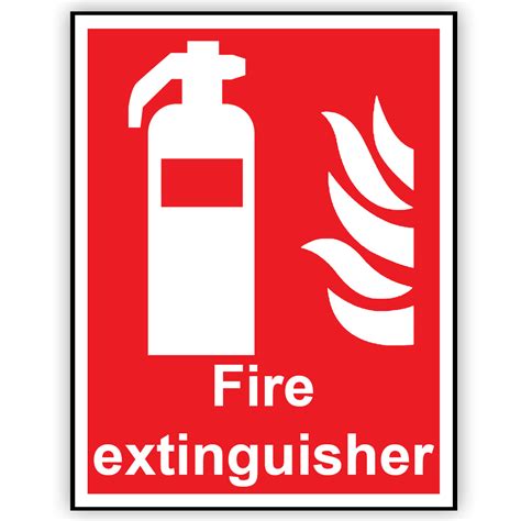 Thematic photo of a fire extinguisher with a safety sign