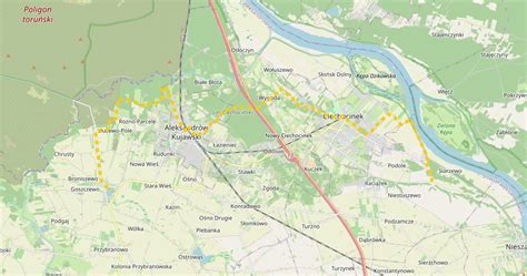 Mapa historyczna Aleksandrowa Kujawskiego z zaznaczoną lokalizacją dawnej strażnicy