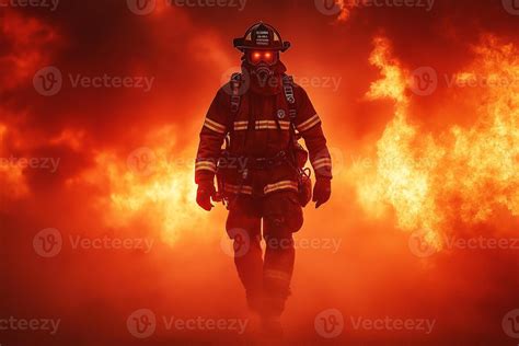 Thematic photo of a firefighter in action with a blurred background