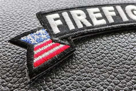 Close-up photo of a high-quality embroidered firefighter patch