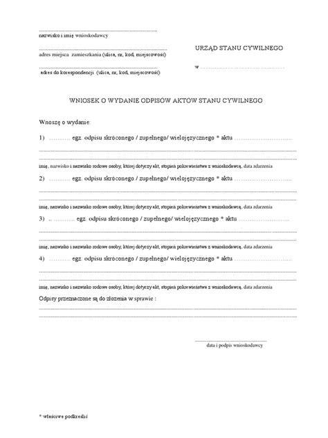 Wniosek o wydanie uwierzytelnionego odpisu statutu OSP (formularz)