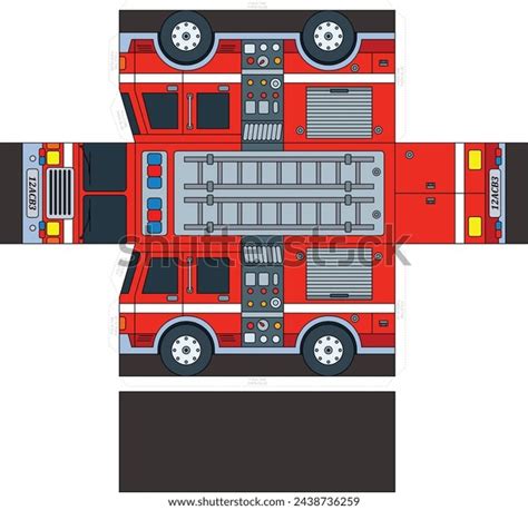 Thematic photo of a child assembling a paper model of a fire truck