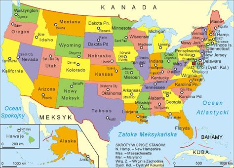 Mapa stanów USA z oznaczonymi średnimi zarobkami strażaków