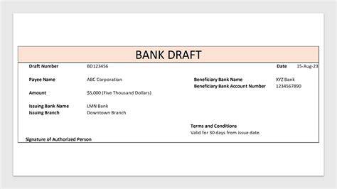Thematic photo of a bank draft document with security features
