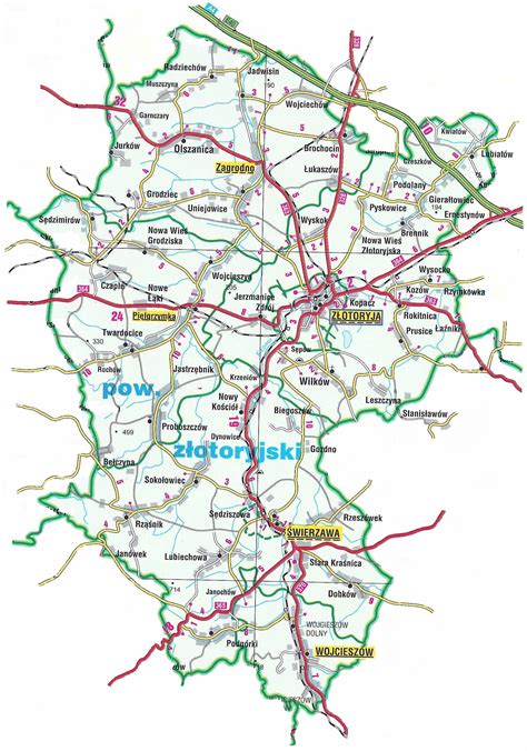 Mapa powiatu chełmińskiego z zaznaczonymi jednostkami OSP
