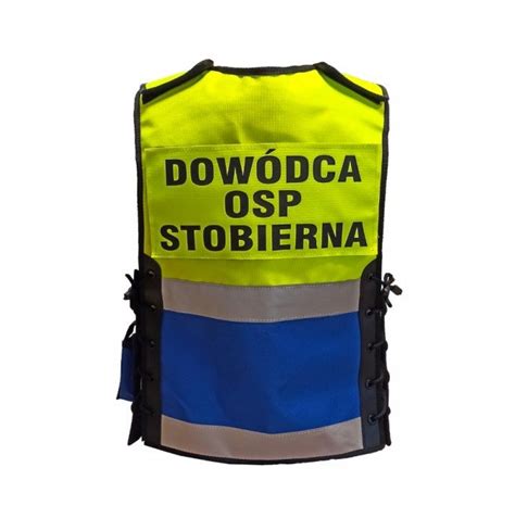 Zdjęcie przedstawiające profesjonalną kamizelkę taktyczną KDR w kolorystyce biało-brązowej lub biało-niebieskiej z widocznymi oznaczeniami funkcyjnymi.