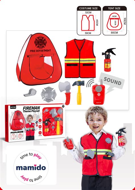 Zestaw strażacki dla 3 latka z kostiumem i akcesoriami