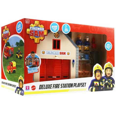 Thematic photo of Fireman Sam's fire station toy