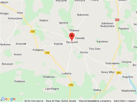 Mapa lokalizacji miejscowości Ryczywół w powiecie obornickim