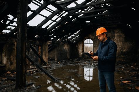 Zdjęcie przedstawiające skalę zniszczeń historycznego budynku po pożarze
