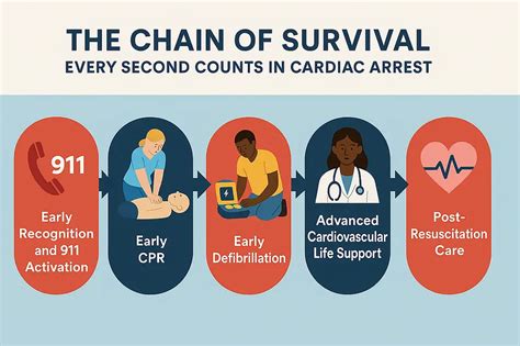 Infographic showing the chain of survival in cardiac arrest