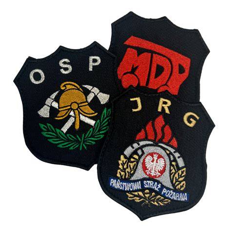 Zdjęcie różnych wzorów naszywek OSP i PSP