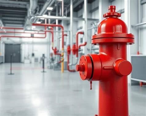 schemat systemu ochrony przeciwpożarowej z hydrantami wewnętrznymi