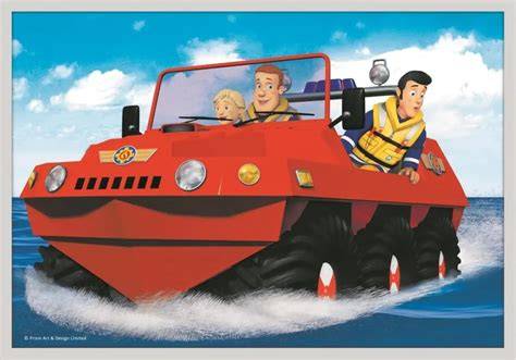 Ilustracja przedstawiająca ekipę ratunkową z Pontypandy w akcji