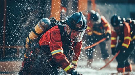 Photo of OSP firefighters practicing with specialized equipment