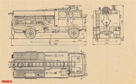 schemat wozu strażackiego MAN z zaznaczonymi funkcjami