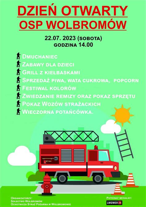 Plakat informacyjny zapraszający na Dzień Otwarty OSP w Małkini Górnej