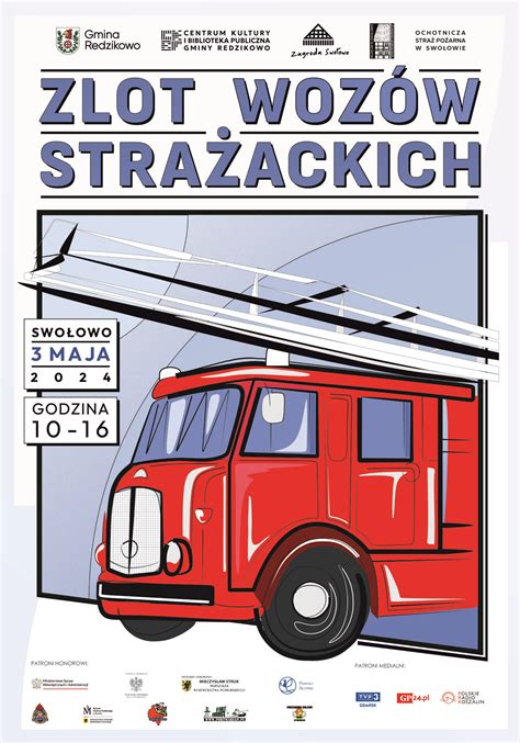 Przykłady plakatów strażackich w formatach A4 i XXL, z motywami wozów strażackich i bohaterskich strażaków