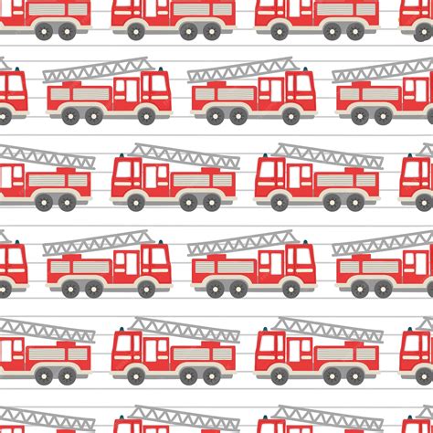 Ilustracja kolorowego wozu strażackiego z płomieniami i strażakiem.