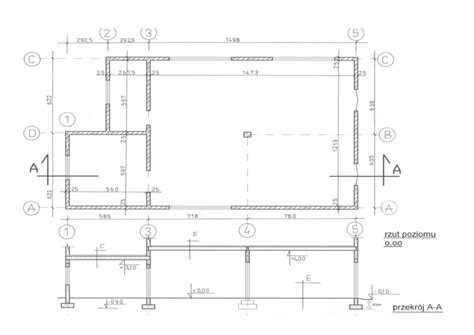 Rzut poziomy i przekrój architektoniczny późnobarokowego kościoła w Kłodawie