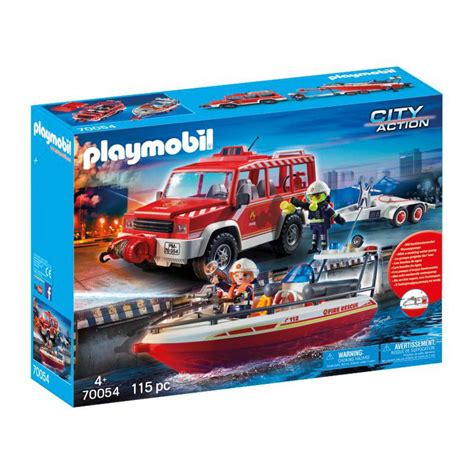 Zestaw Playmobil 70054 Samochód strażacki z łodzią strażacką w akcji