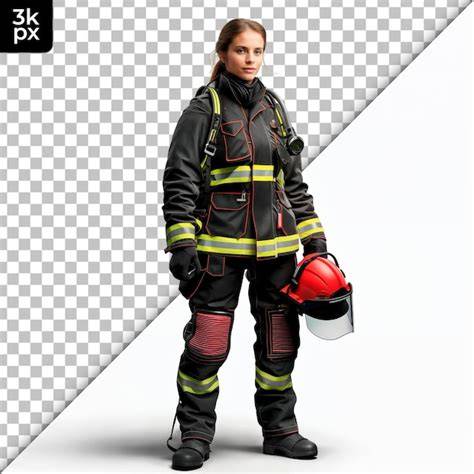 Thematic photo of a female OSP firefighter in a gala uniform, showing general attire.