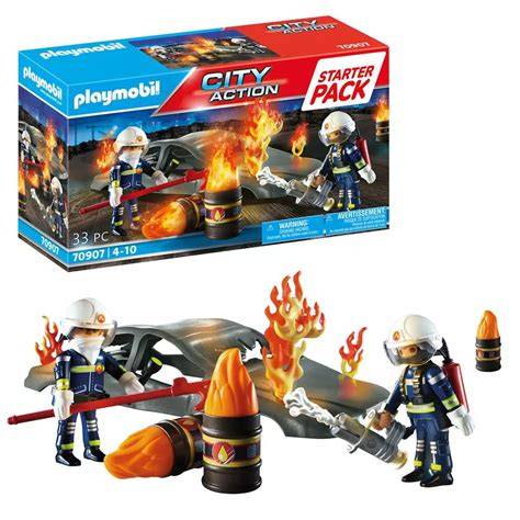 Zestaw Playmobil City Action z elementami straży pożarnej i lotniska