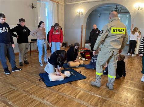 Strażacy udzielający pierwszej pomocy kotu uratowanemu z pożaru