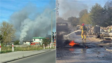 zdjęcie dymu unoszącego się nad zakładami chemicznymi w Chorzowie podczas pożaru