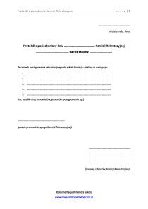 Wzór struktury protokołu z posiedzenia komisji rewizyjnej