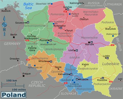 Map of Poland highlighting different regions with general price ranges for remiza rentals