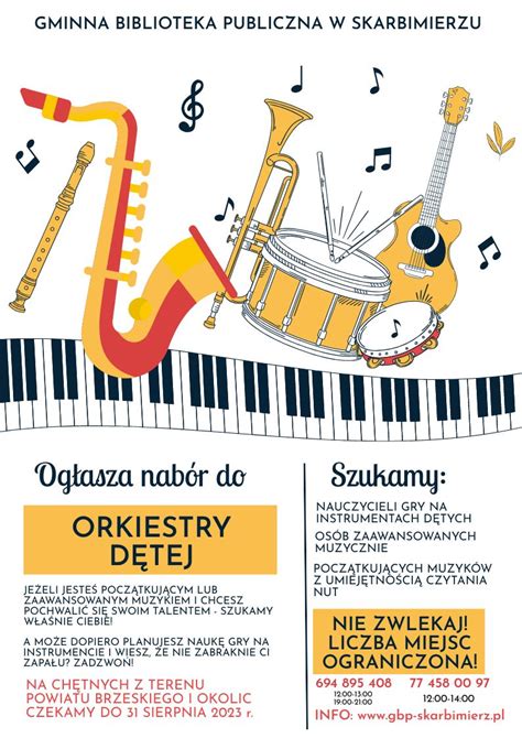 Infografika przedstawiająca potrzeby finansowe i sprzętowe Orkiestry Dętej