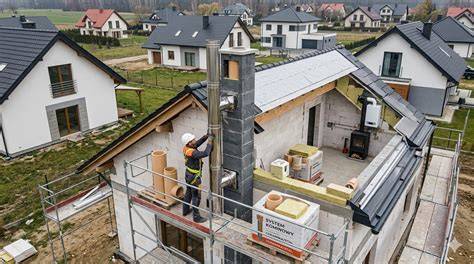 płonący komin w domu jednorodzinnym