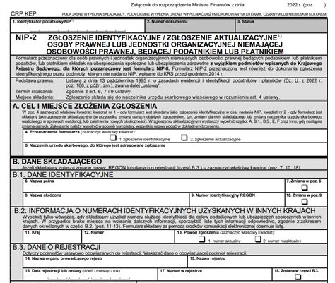 Ilustracja przedstawiająca sekcję adresową formularza NIP-2 z zaznaczonymi polami na adres siedziby i adres do korespondencji.