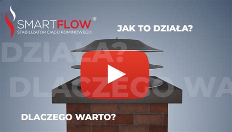 Szkic działania regulatora ciągu kominowego SmartFlow na kominie, pokazujący stabilizację przepływu powietrza i spalin