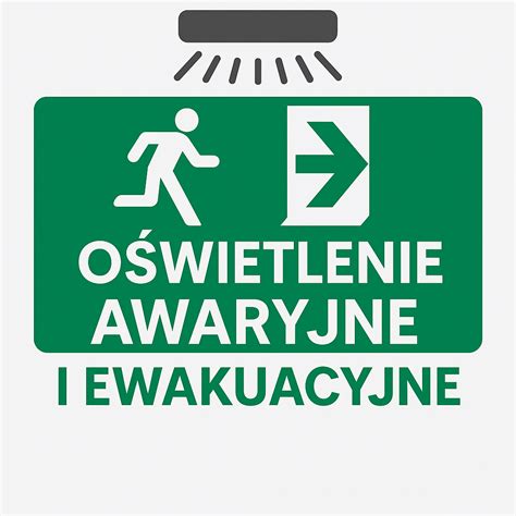 Zilustrowanie znaczenia oświetlenia awaryjnego w sytuacji zagrożenia, np. ciemny korytarz z włączonymi lampami awaryjnymi