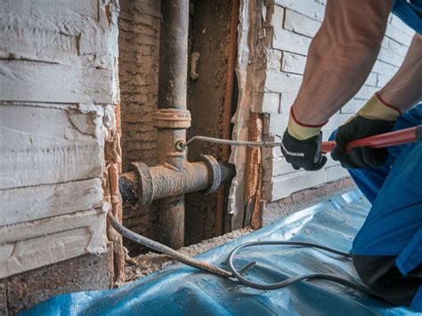 Zdjęcie przedstawiające mokrą plamę na ścianie spowodowaną przeciekiem z instalacji wodnej