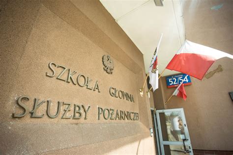 Photo of the campus or main building of Szkoła Główna Służby Pożarniczej (SGSP) in Warsaw, representing higher education for officer ranks.