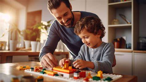 Infografika przedstawiająca korzyści rozwojowe z zabawy klockami Playmobil