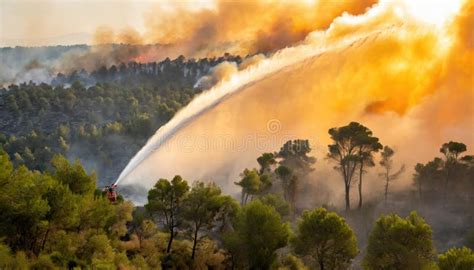 Thematic photo of a forest fire being extinguished by firefighters